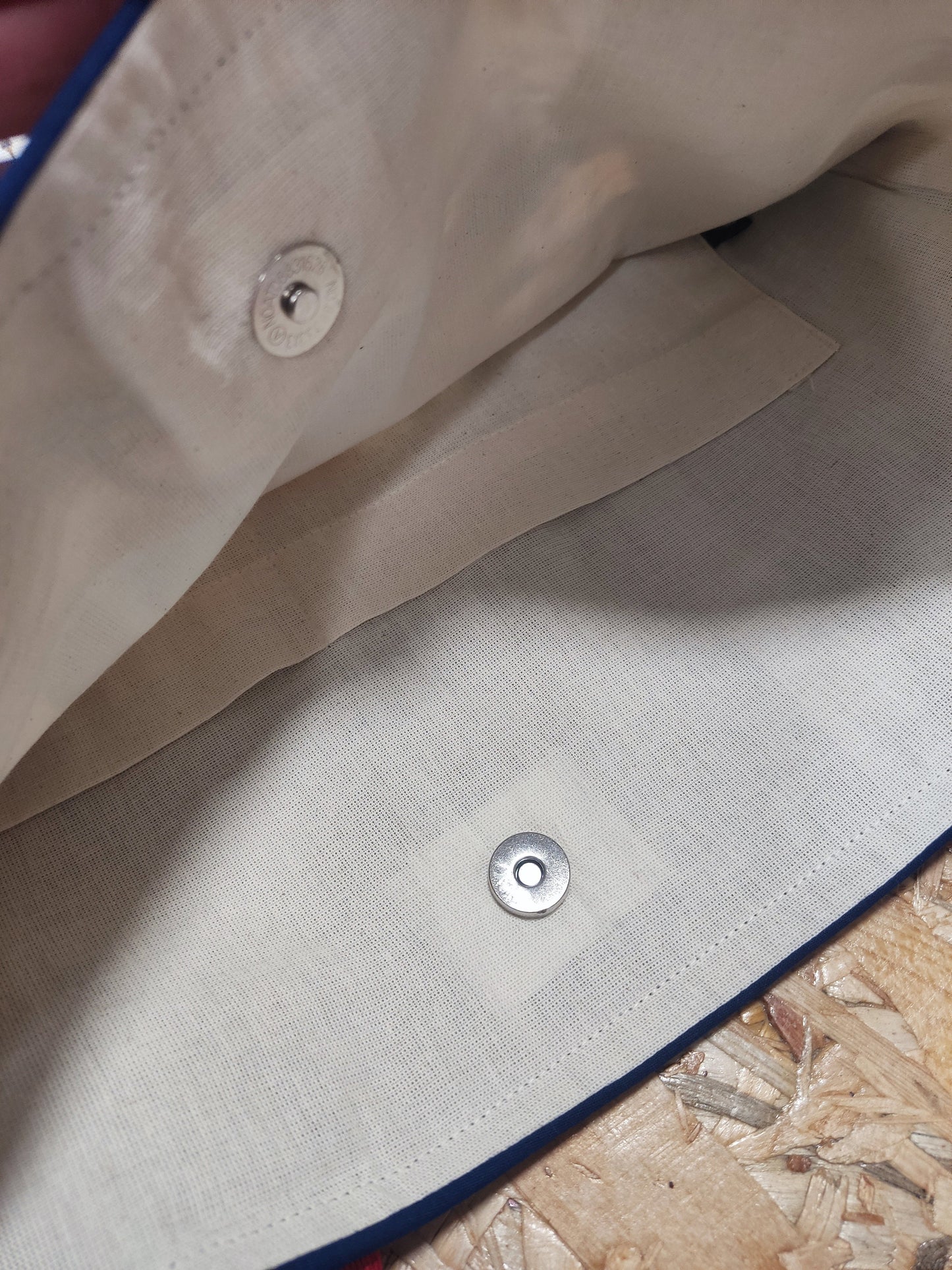 Tote bag em tecido percal com monumentos e ganga / Mala de mulher / Mala artesanal em tecido em tons de azul