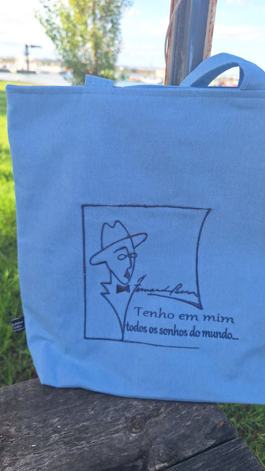 Saco Tote em Ganga Fina Bordado