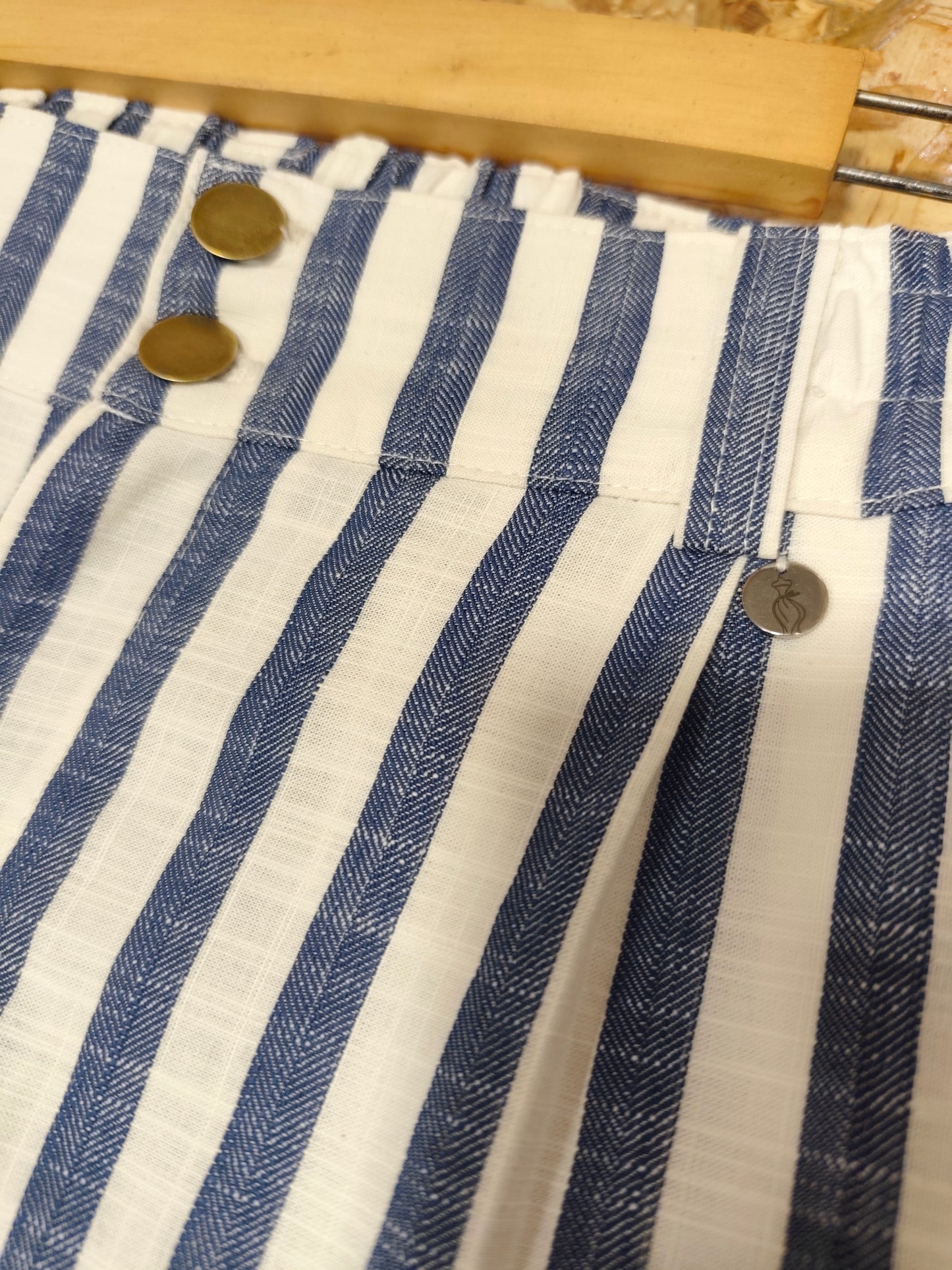 Calções Riscas Navy Oversized