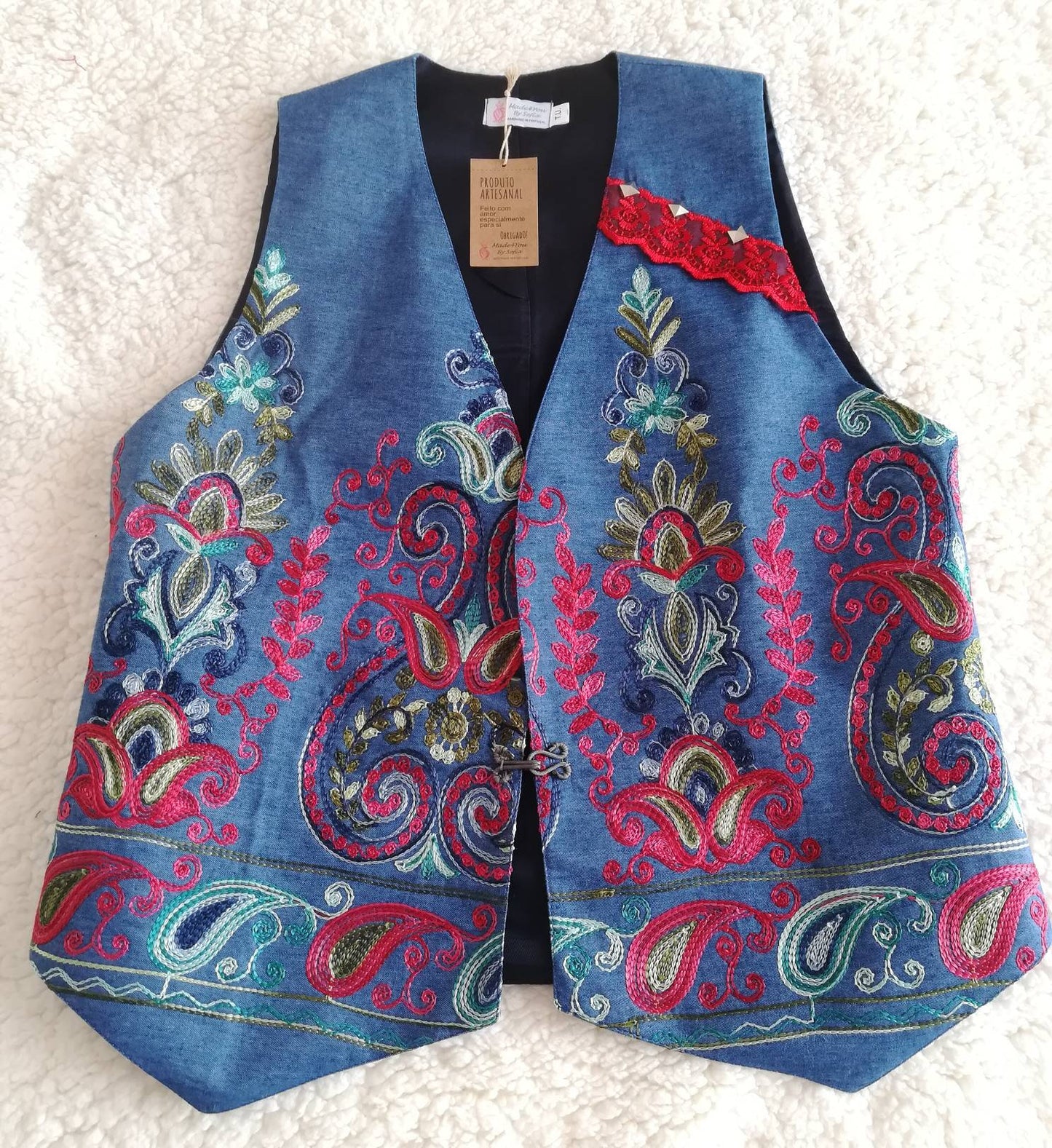 Conjunto saia e colete, Saia comprida, saia em ganga,denim clothes,traditional clothes, roupa personalizada, fato original,Women's Clothing