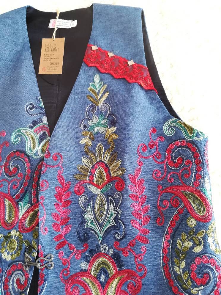 Conjunto saia e colete, Saia comprida, saia em ganga,denim clothes,traditional clothes, roupa personalizada, fato original,Women's Clothing