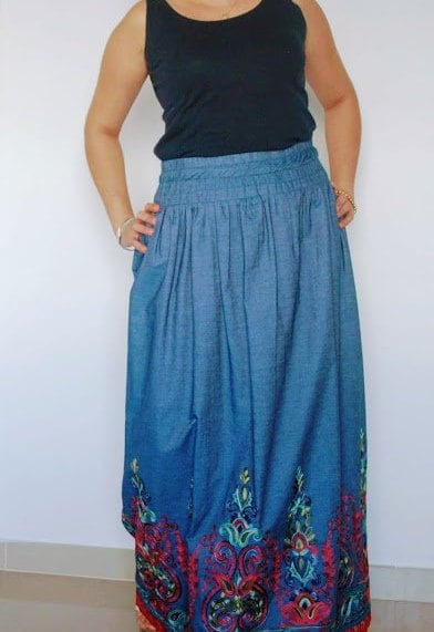 Conjunto saia e colete, Saia comprida, saia em ganga,denim clothes,traditional clothes, roupa personalizada, fato original,Women's Clothing
