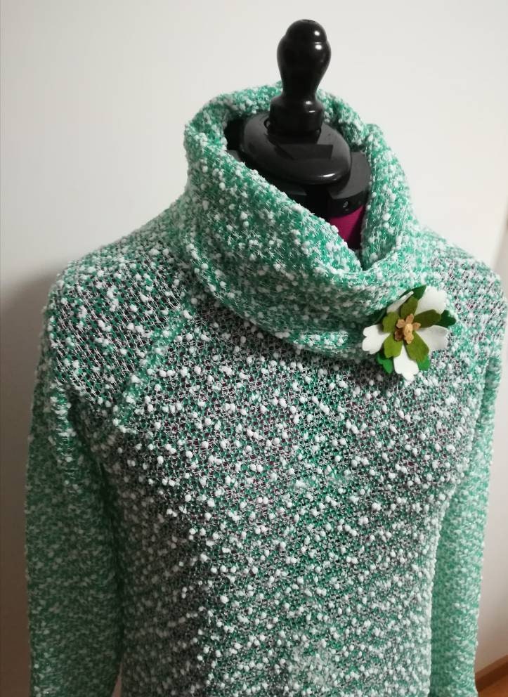 Blusa de malha com gola, Blusa verde, winter clothes, Women's Clothing, Blouses, Handmade Clothes