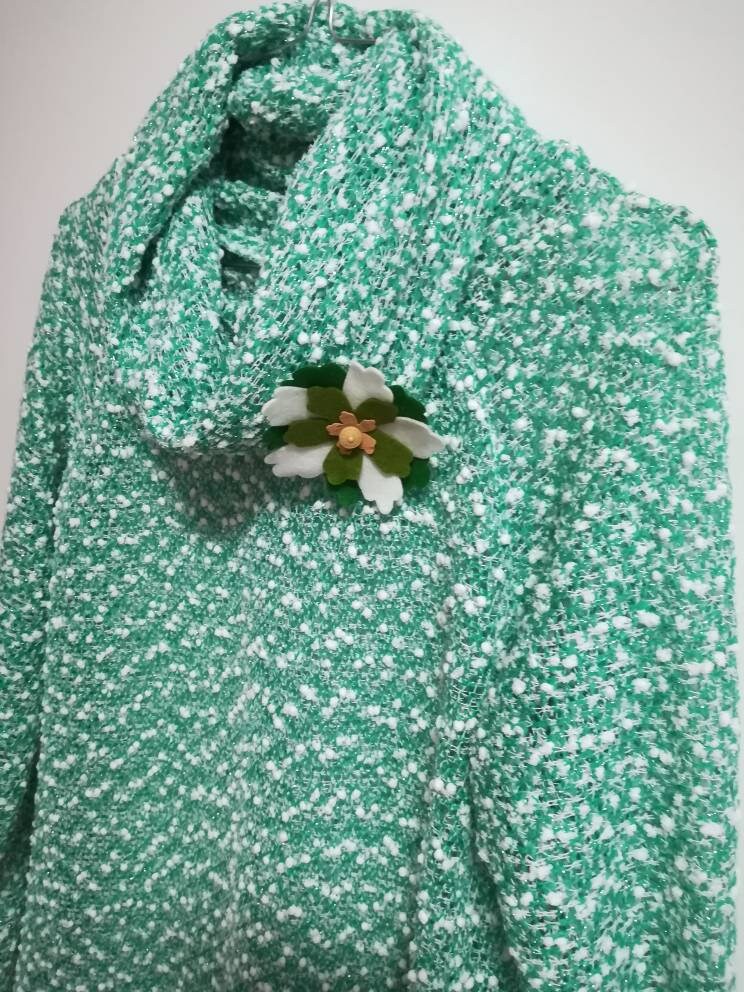 Blusa de malha com gola, Blusa verde, winter clothes, Women's Clothing, Blouses, Handmade Clothes