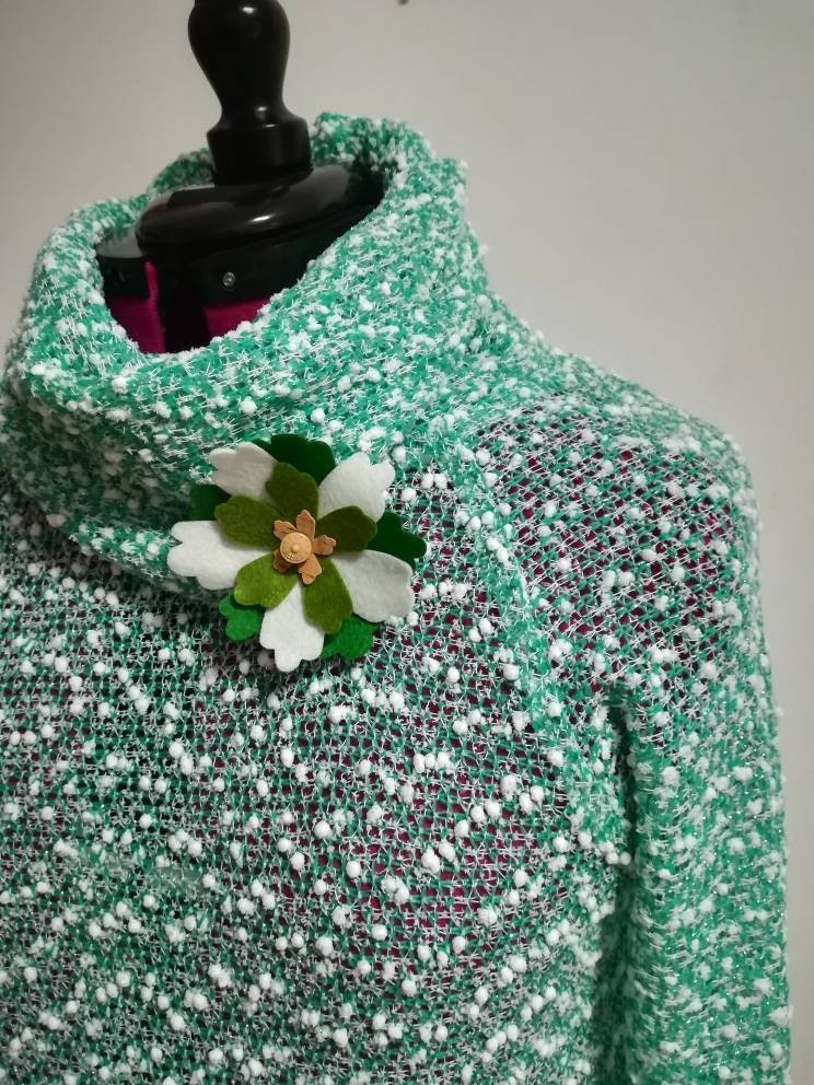 Blusa de malha com gola, Blusa verde, winter clothes, Women's Clothing, Blouses, Handmade Clothes