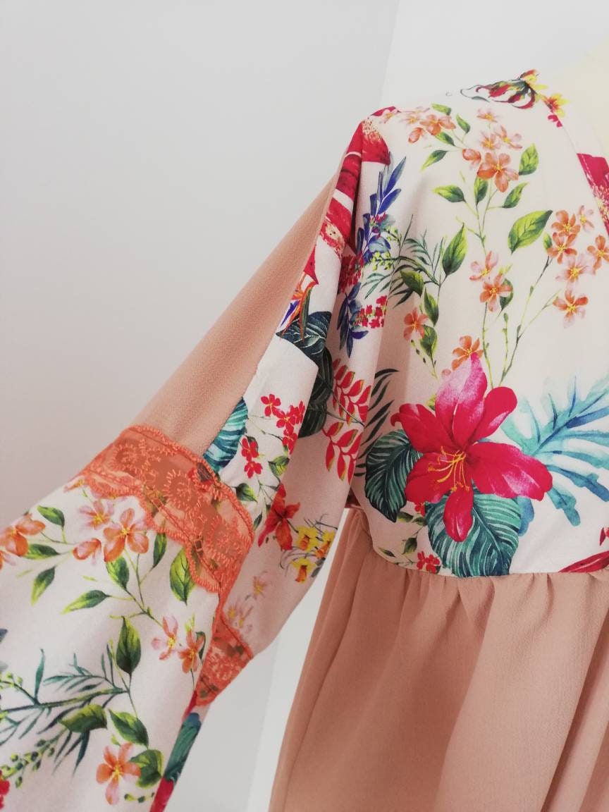 Túnica Floral e Salmão, Blouses, Tops & Tees, Túnicas, Women's Clothing, Blusas