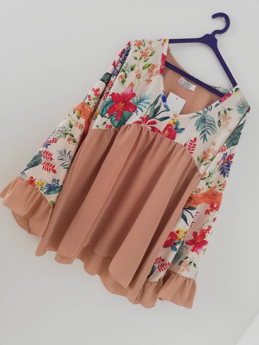 Túnica Floral e Salmão, Blouses, Tops & Tees, Túnicas, Women's Clothing, Blusas