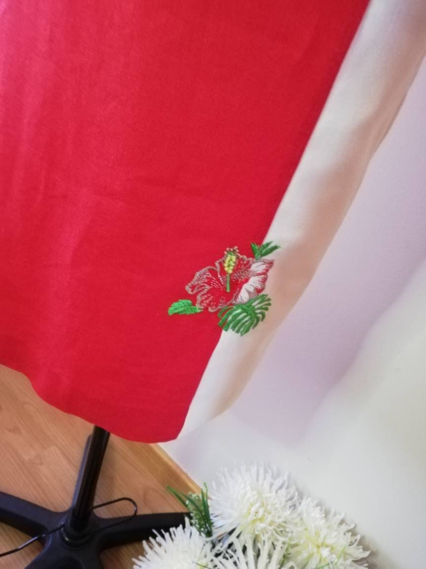 linen dress, women clothing, red dress, Dresses, women dress, embroidered dress, summer dress