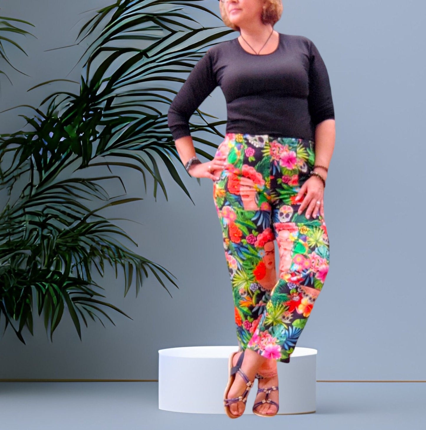 Forest Frida Pants, calças de senhora, Frida Clothing, Cotton Pants, Original pants, Handmade Frida pants