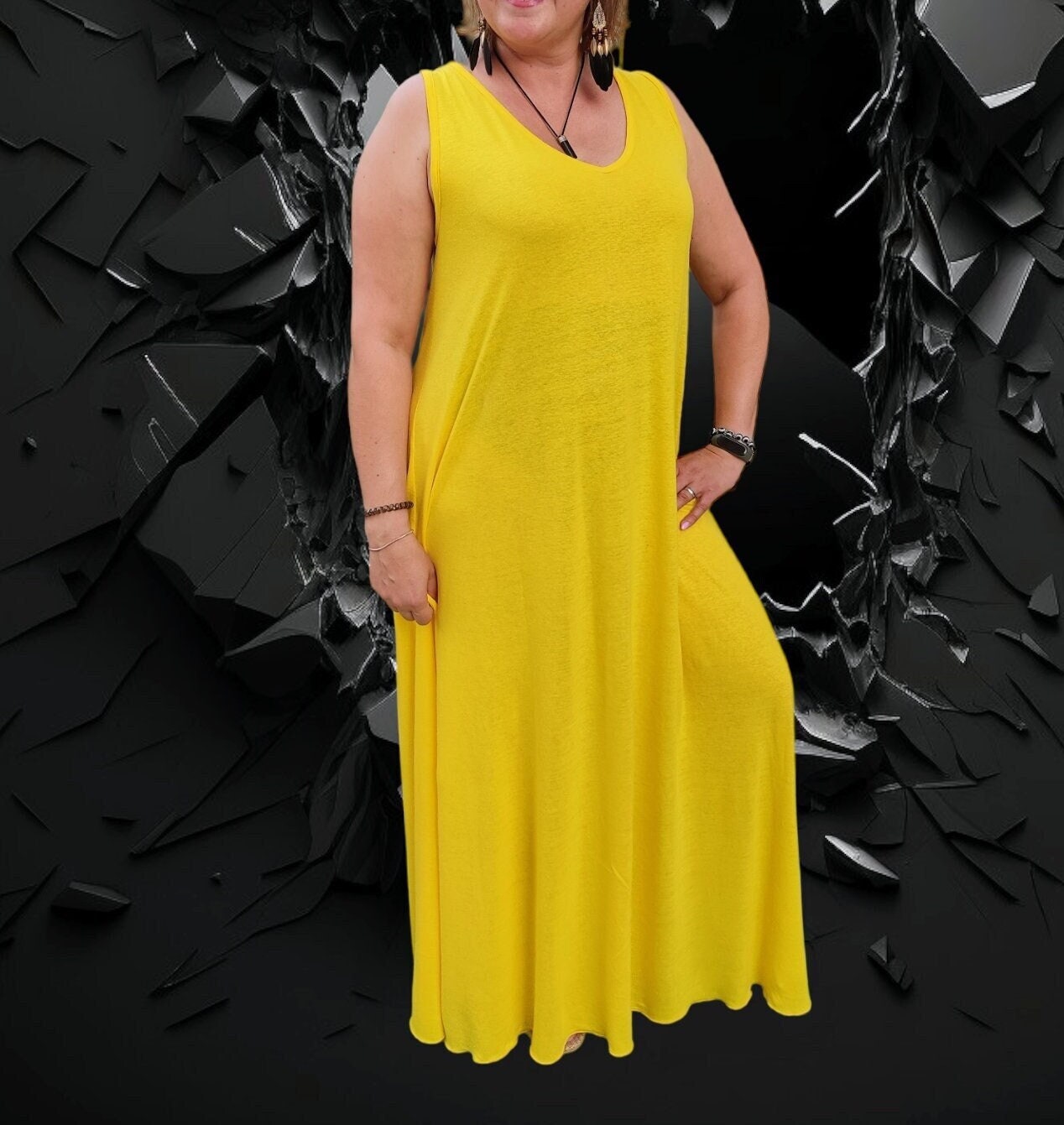 Vestido Yellow, Summer dress, Yellow dress, Maxi dress