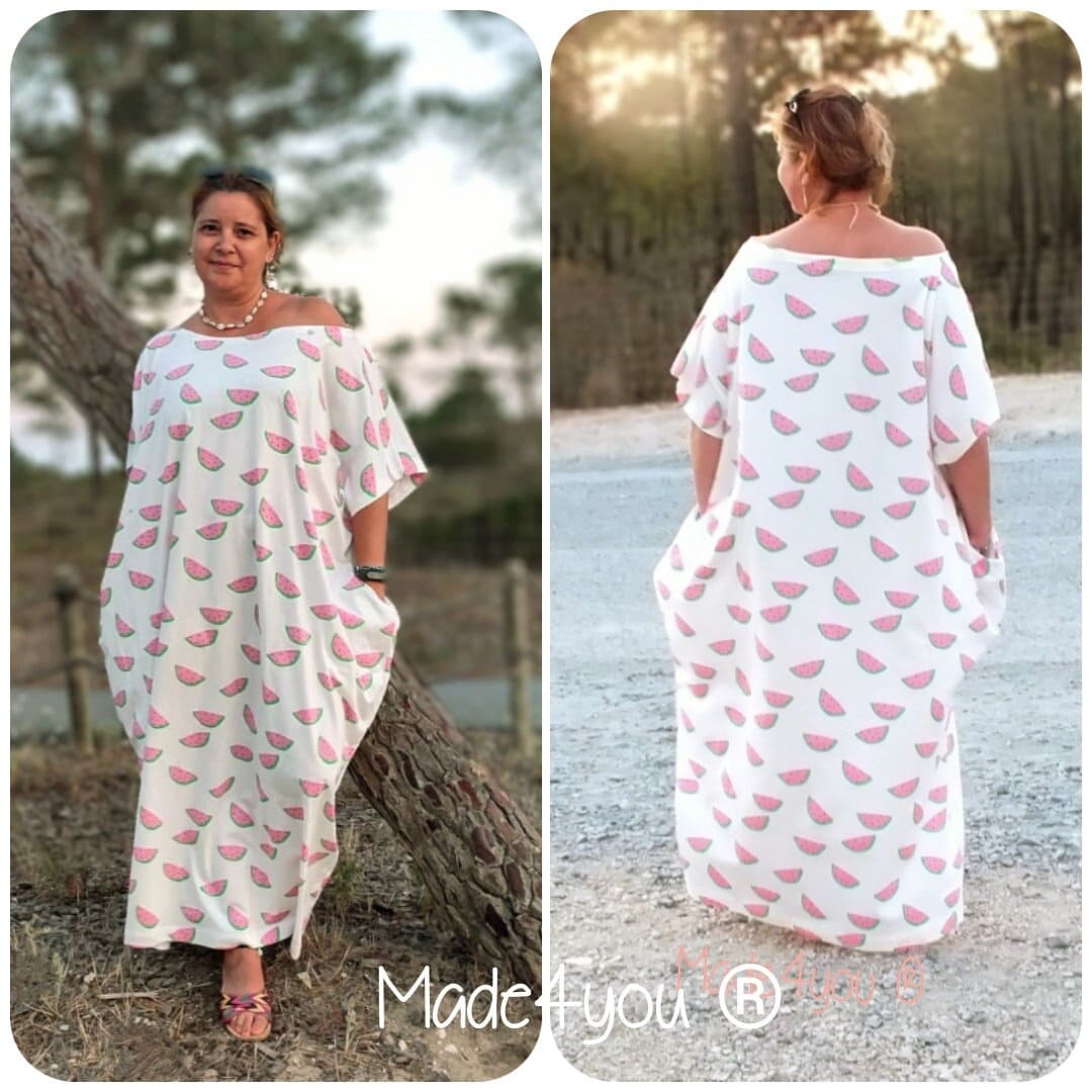 Vestido Longo Estampado de Melancias – Tamanhos inclusivos, Plus size, vestido de verão, oversized dress