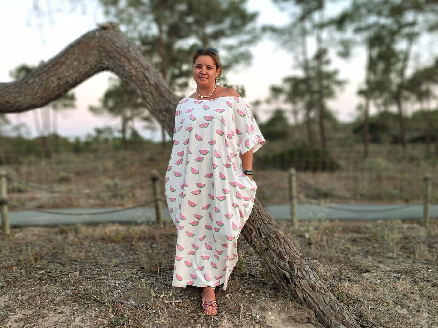 Vestido Longo Estampado de Melancias – Tamanhos inclusivos, Plus size, vestido de verão, oversized dress