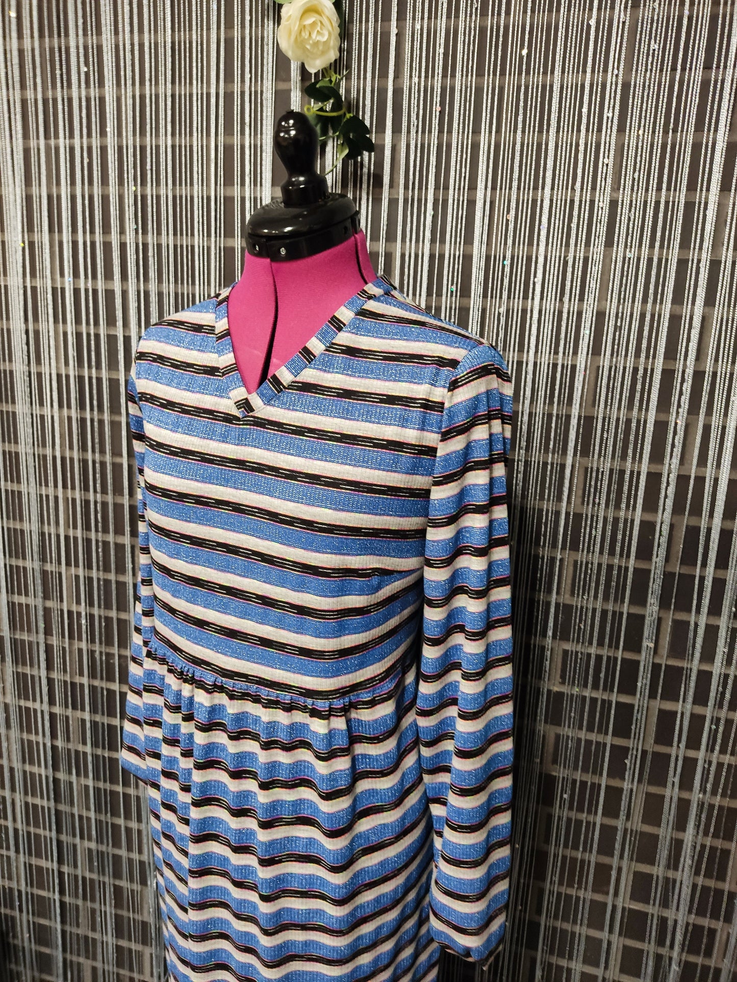 Handmade striped dress Vestido riscas em malha de algodão com folho Women dress Cotton dress