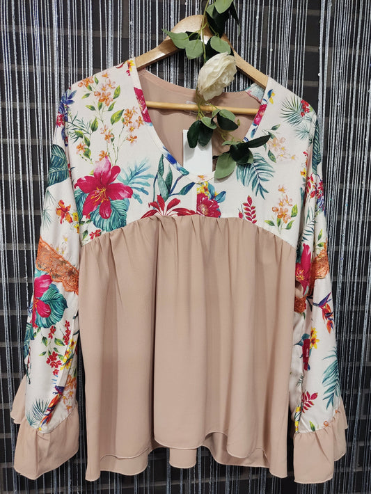 Túnica Floral e Salmão, Blouses, Tops & Tees, Túnicas, Women's Clothing, Blusas