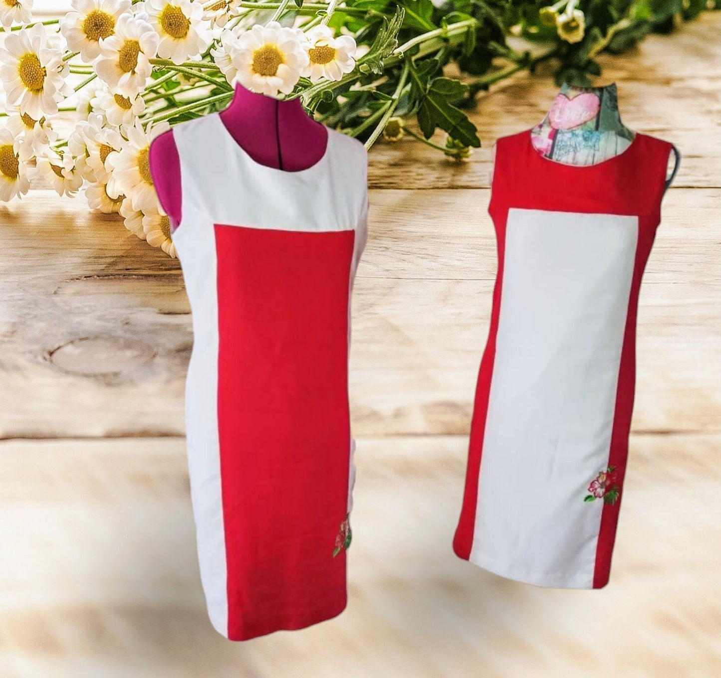 linen dress, women clothing, red dress, Dresses, women dress, embroidered dress, summer dress