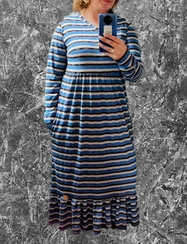 Handmade striped dress Vestido riscas em malha de algodão com folho Women dress Cotton dress