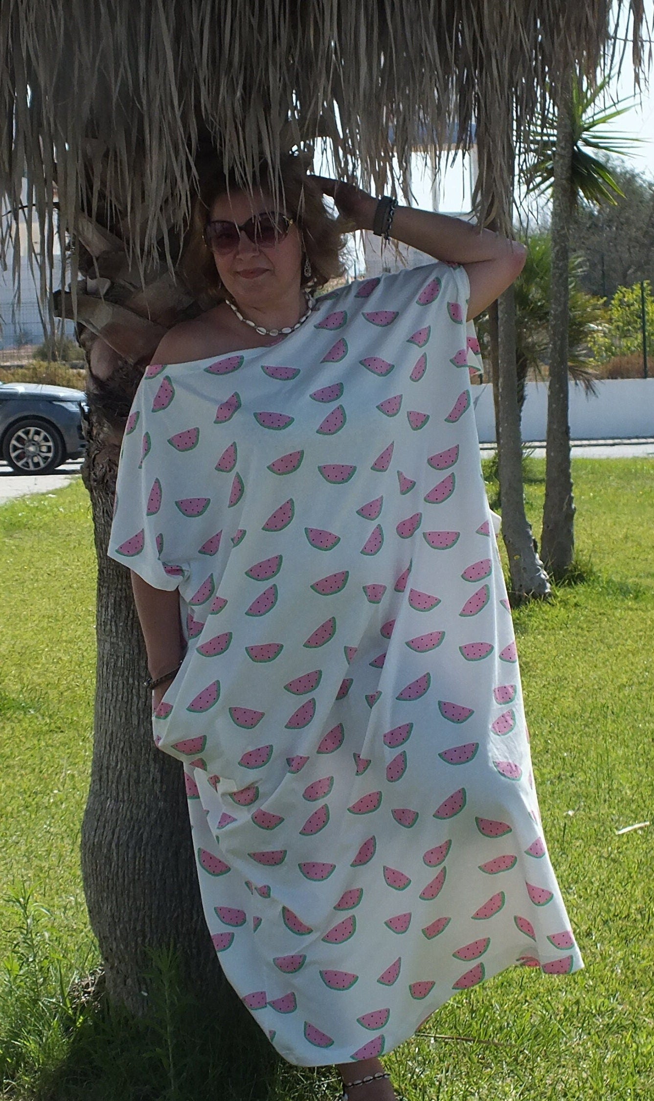 Vestido Longo Estampado de Melancias – Tamanhos inclusivos, Plus size, vestido de verão, oversized dress