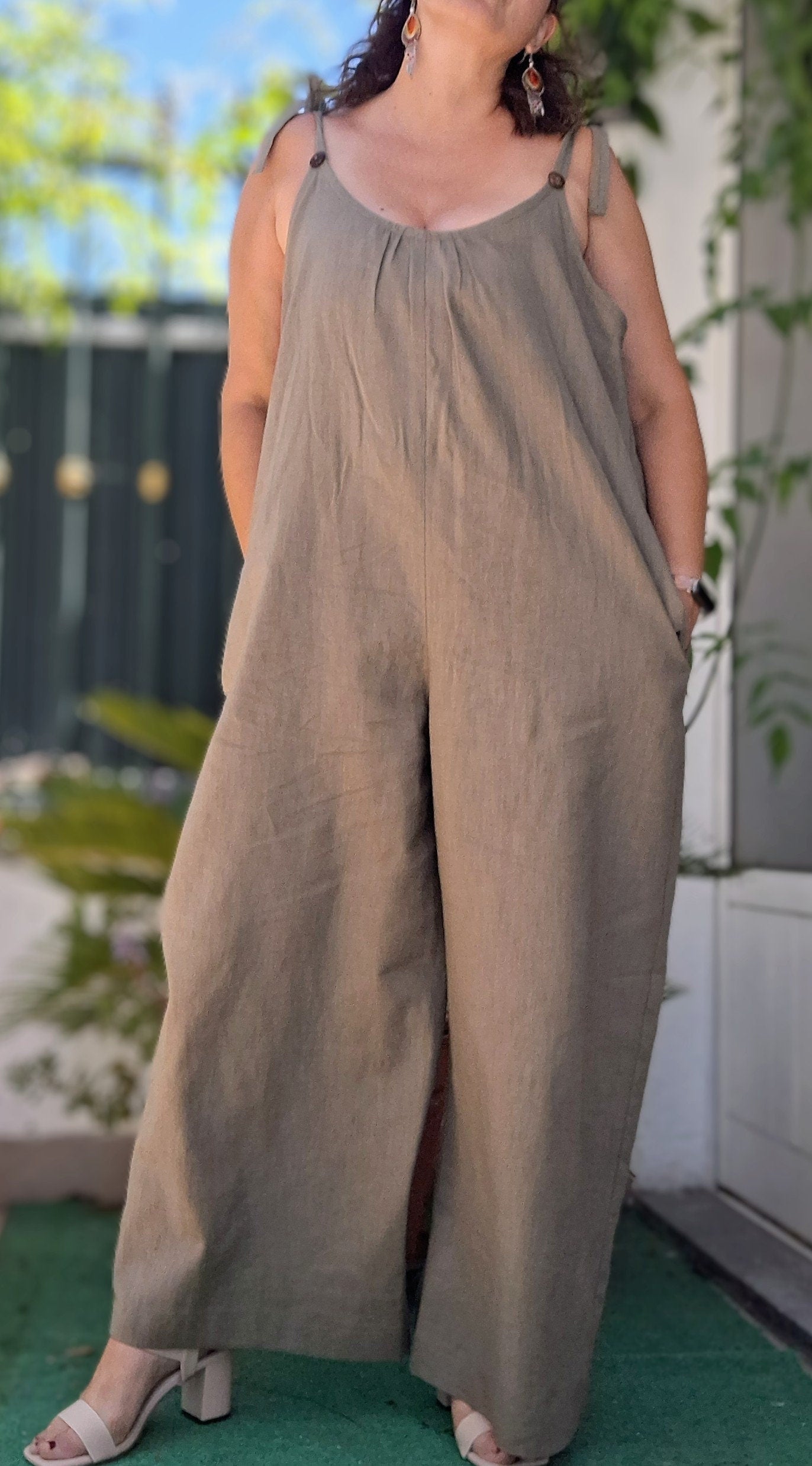 Jumpsuit em Linho Verde Seco | Tamanho L/XL | Peça Única | Made4you®