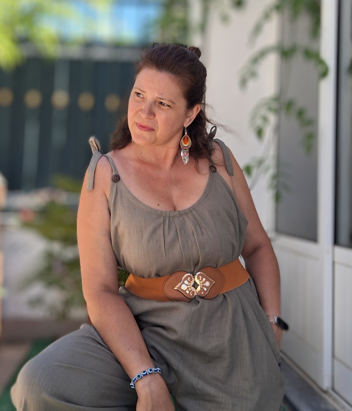 Jumpsuit em Linho Verde Seco | Tamanho L/XL | Peça Única | Made4you®