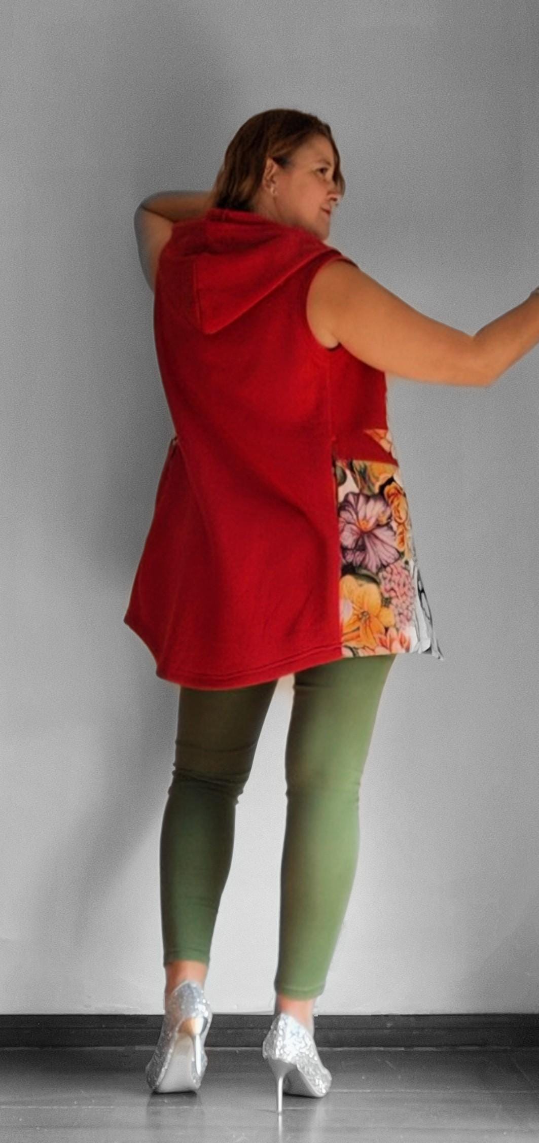 Colete Bordeaux com Arte Aplicada - Inspiração Frida Kahlo, Tamanho M