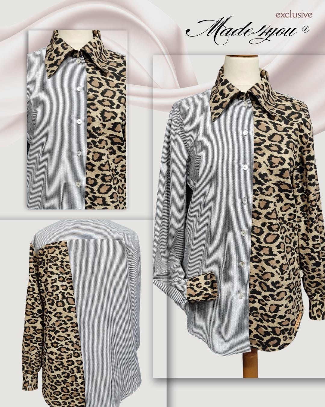 Camisa Oversized Exclusiva – Animal Print & Listras – Feita Sob Medida