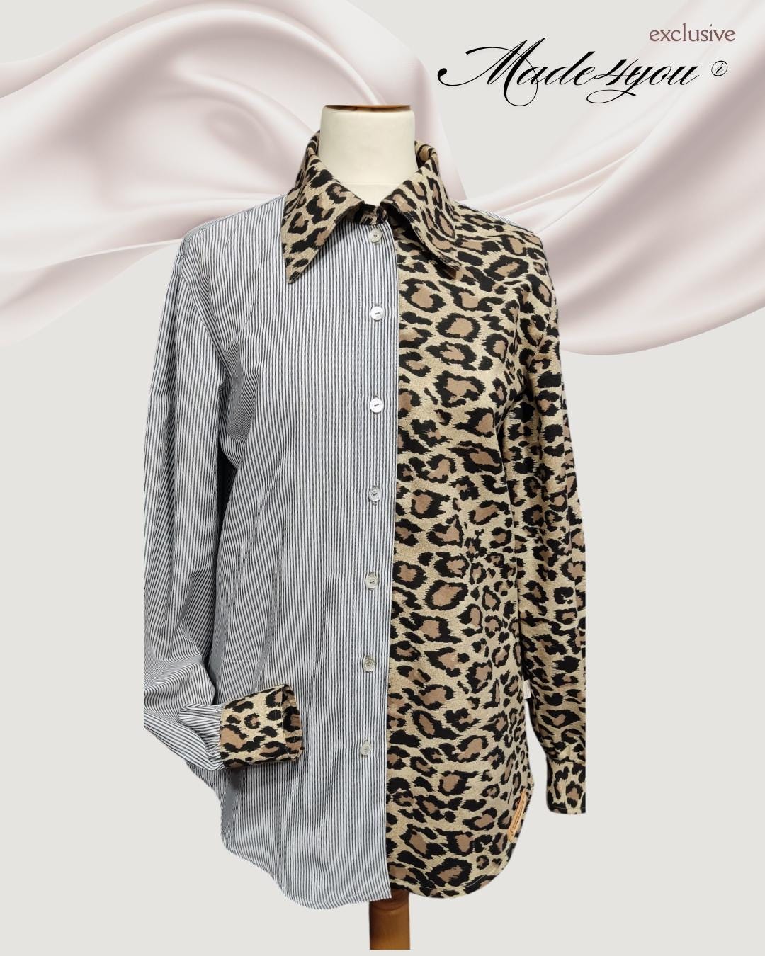 Camisa Oversized Exclusiva – Animal Print & Listras – Feita Sob Medida