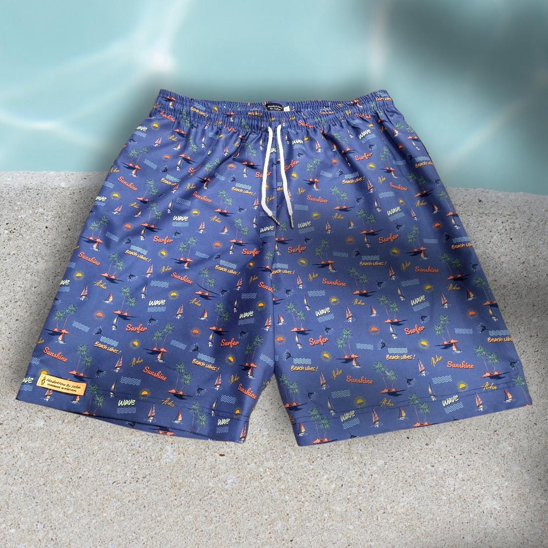 Calções de Banho Estilo Praia Retro | Tamanho M/L | Conforto e Estilo para os Dias de Sol, Calção de Banho para Homem