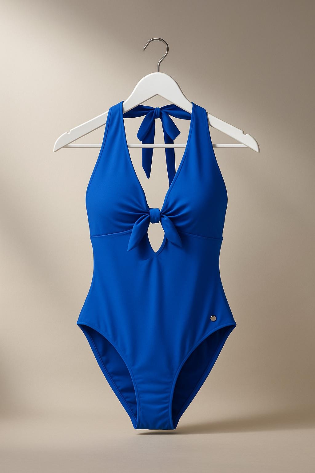 Fato de Banho Azul Elétrico com Nó Frontal | Corte Halter Elegante | Todo Forrado | Do Tamanho 34 ao 42 / Fato de Banho Feminino Azul