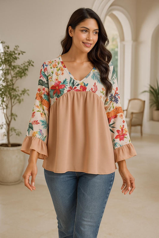 Túnica Floral e Salmão, Blouses, Tops & Tees, Túnicas, Women's Clothing, Blusas