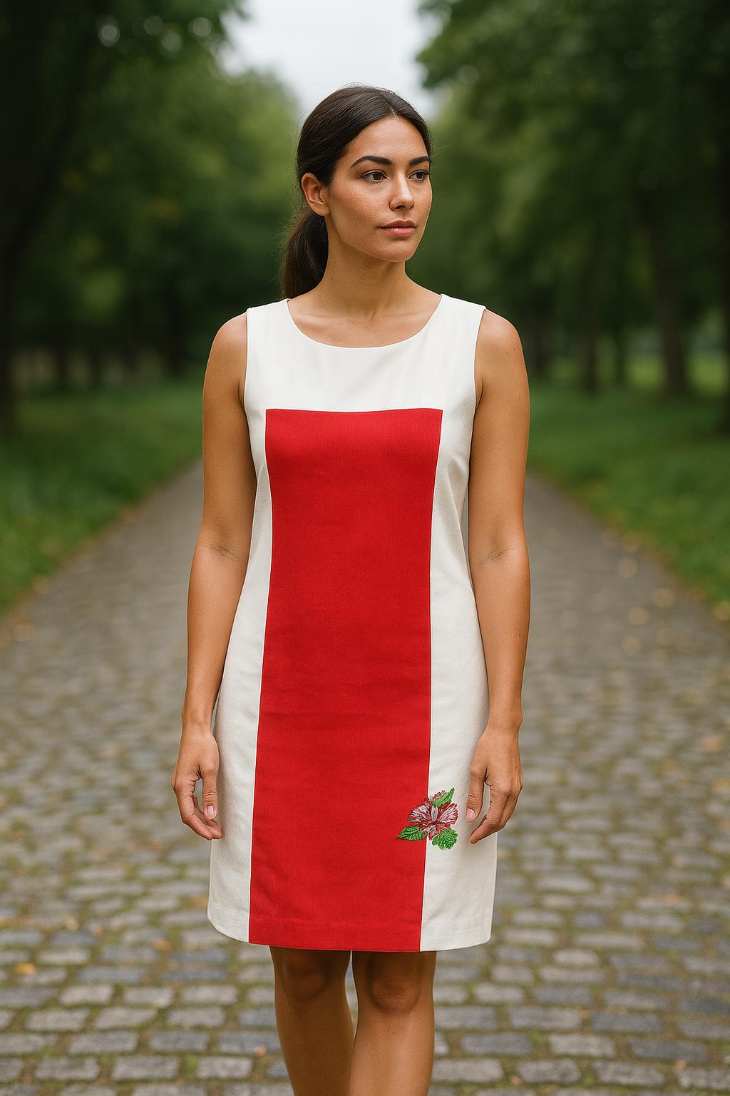 linen dress, women clothing, red dress, Dresses, women dress, embroidered dress, summer dress