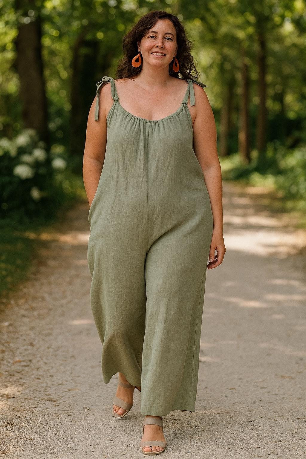 Jumpsuit em Linho Verde Seco | Tamanho L/XL | Peça Única | Made4you®