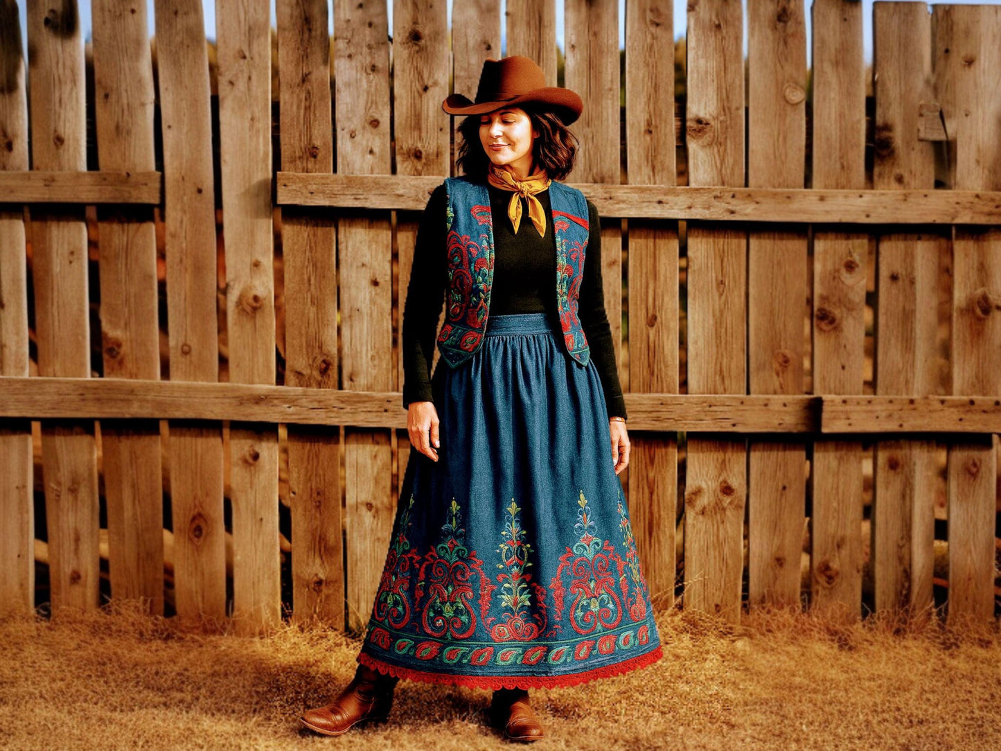 Conjunto saia e colete, Saia comprida, saia em ganga,denim clothes,traditional clothes, roupa personalizada, fato original,Women's Clothing