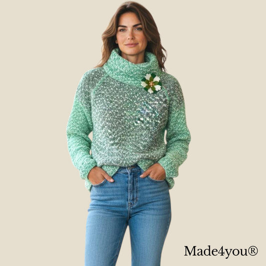 Blusa de malha com gola, Blusa verde, winter clothes, Women's Clothing, Blouses, Handmade Clothes