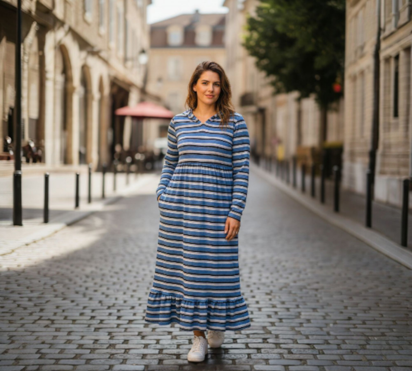 Vestido de Riscas em malha brilhante