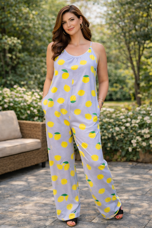 Macacão de Verão com Estampa de Limões – Peça Única e Exclusiva | Summer Lemon Jumpsuit – One of a Kind - Women Jumpsuit