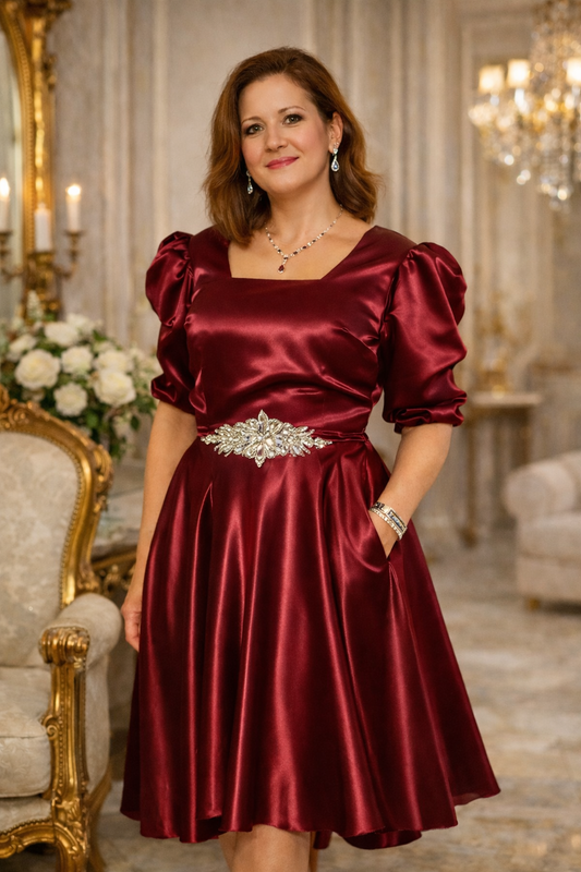 Vestido Luna em Sablé com Mangas Bufantes Made4you® 💙 Peça especial criada por encomenda