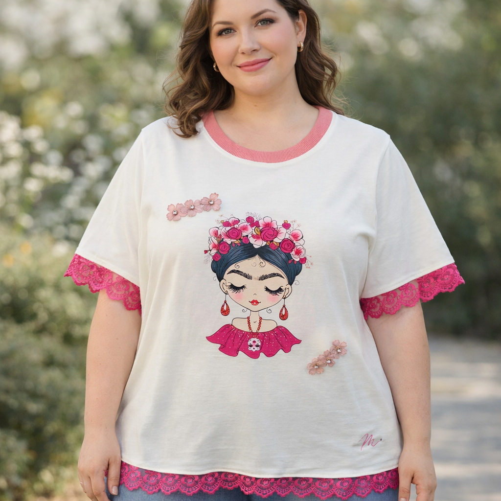 T-shirt Feminina Frida Rosa 🩷
