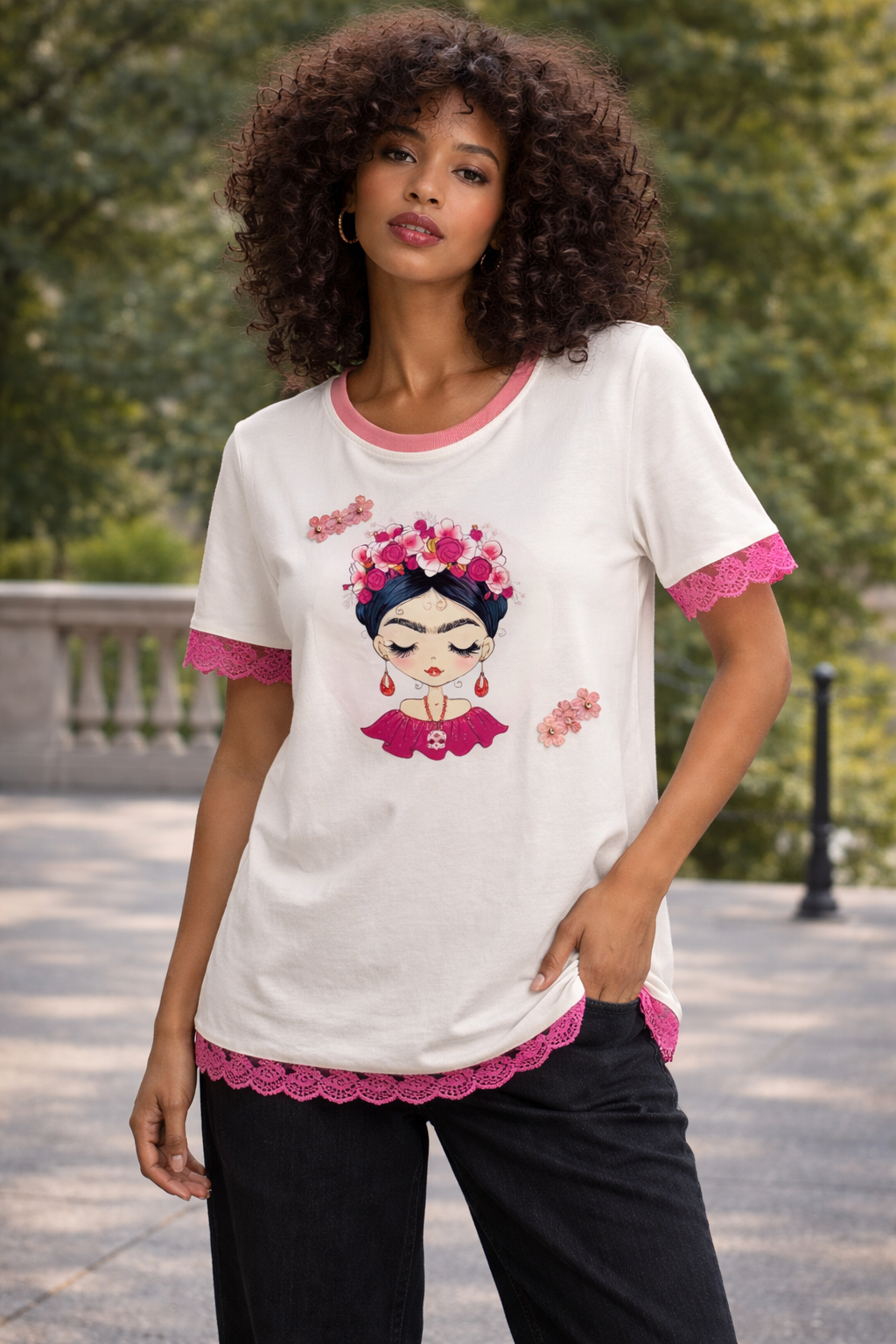 T-shirt Feminina Frida Rosa 🩷