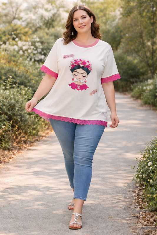 T-shirt Feminina Frida Rosa 🩷