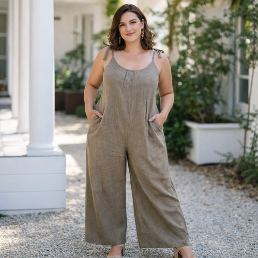 Jumpsuit em Linho Verde Seco | Tamanho L/XL | Peça Única | Made4you®