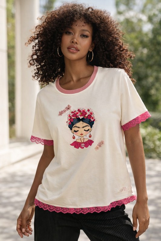 T-shirt Feminina Frida Rosa 🩷